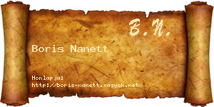 Boris Nanett névjegykártya